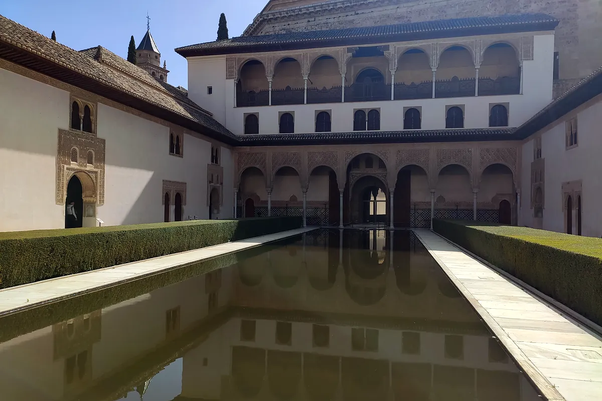 The Court of the Myrtles in the Nasrid Palaces, reflected in its long pool