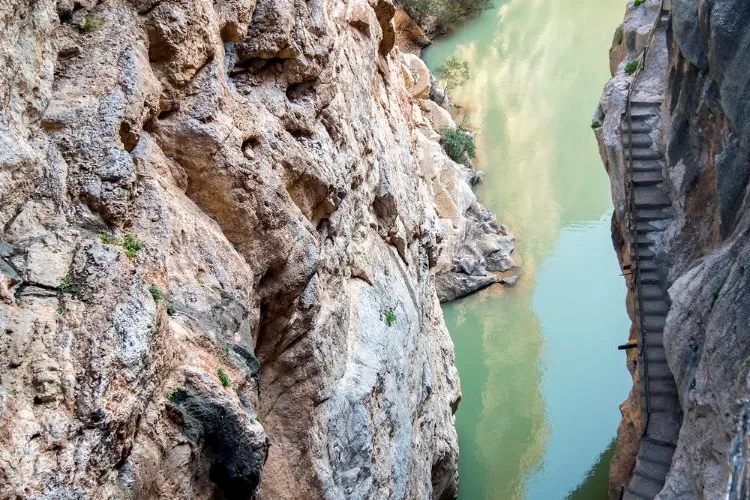 Vertical walls of the Gaitanes Gorge above the river, Caminito del Rey