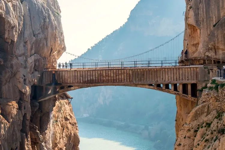 Suspension bridge over the Gaitanes Gorge on the Caminito del Rey, near Málaga