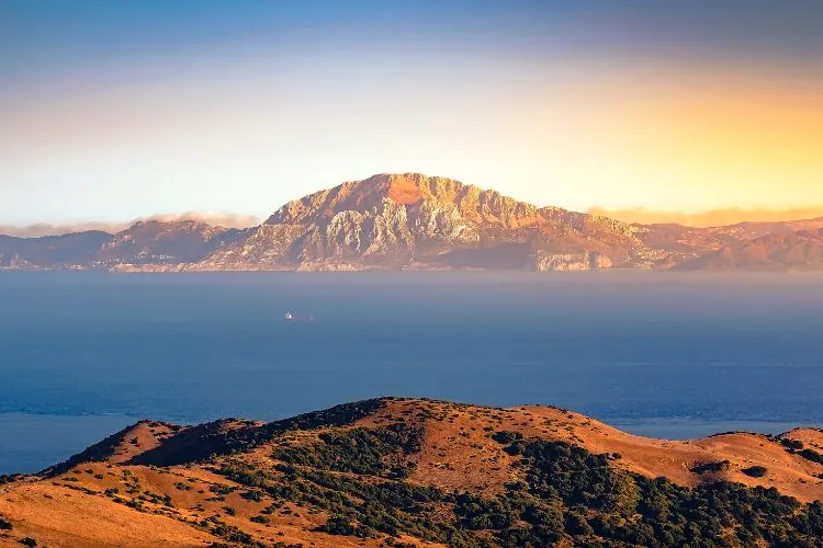 Jebel Musa, in Morocco, across the Strait of Gibraltar