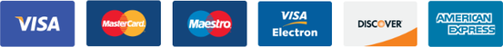 Visa, Mastercard, Maestro, American Express, Discover