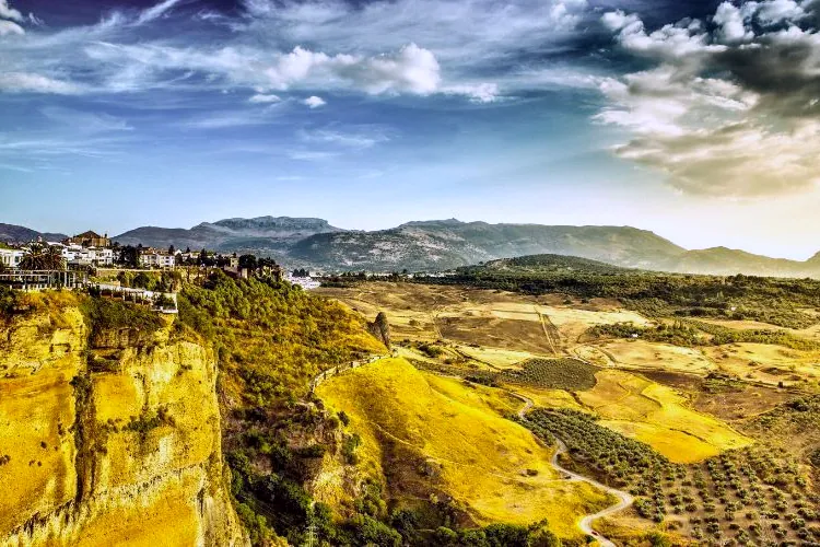The cliffs of Ronda and the farmland of the valley below