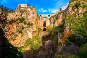 The Puente Nuevo of Ronda over the Tajo gorge, seen from below