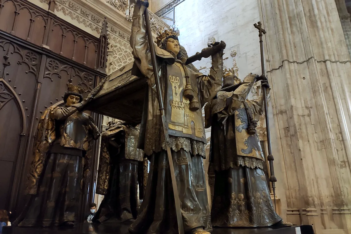The tomb of Christopher Columbus inside Seville Cathedral