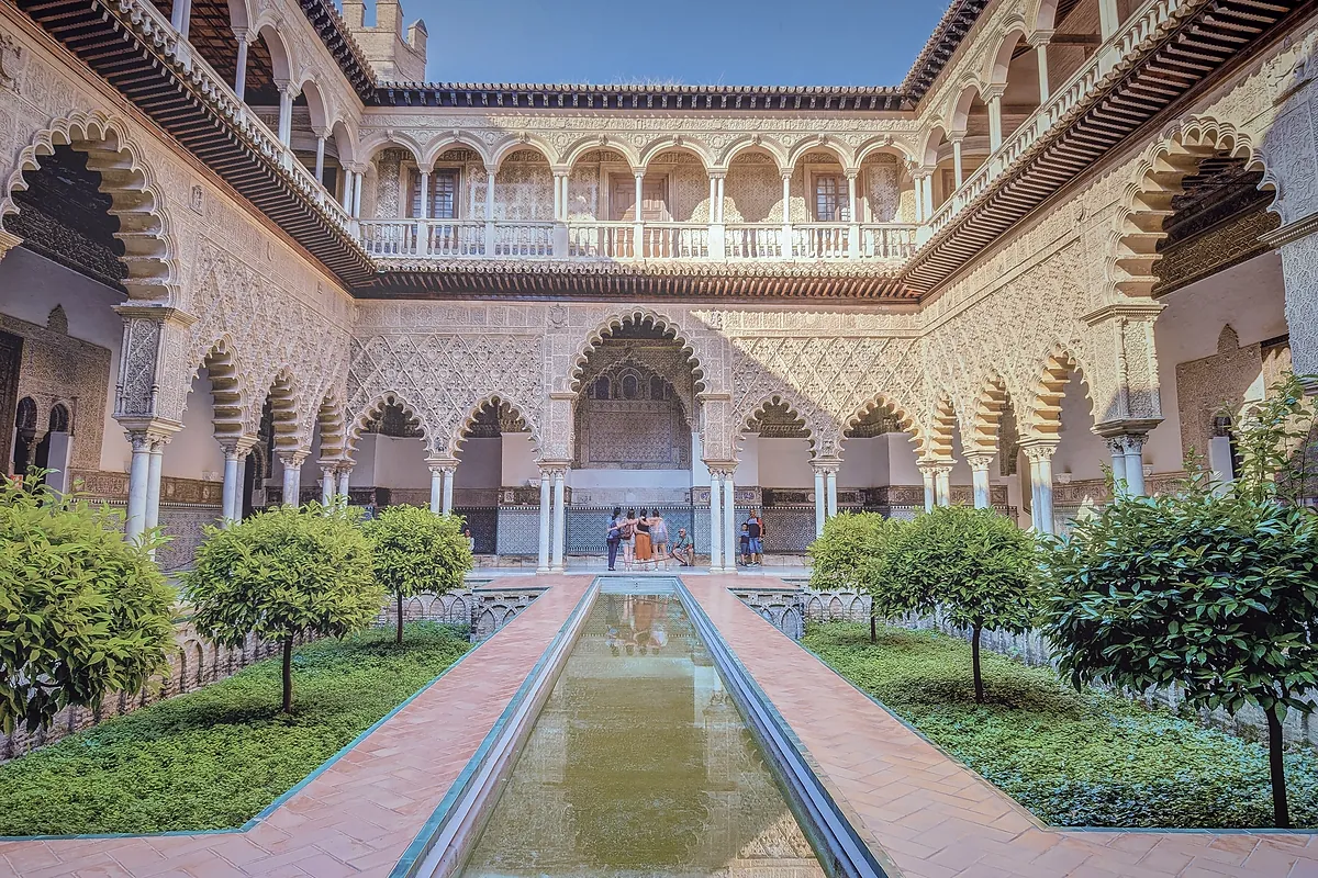 The Courtyard of the Maidens in the Real Alcázar of Seville